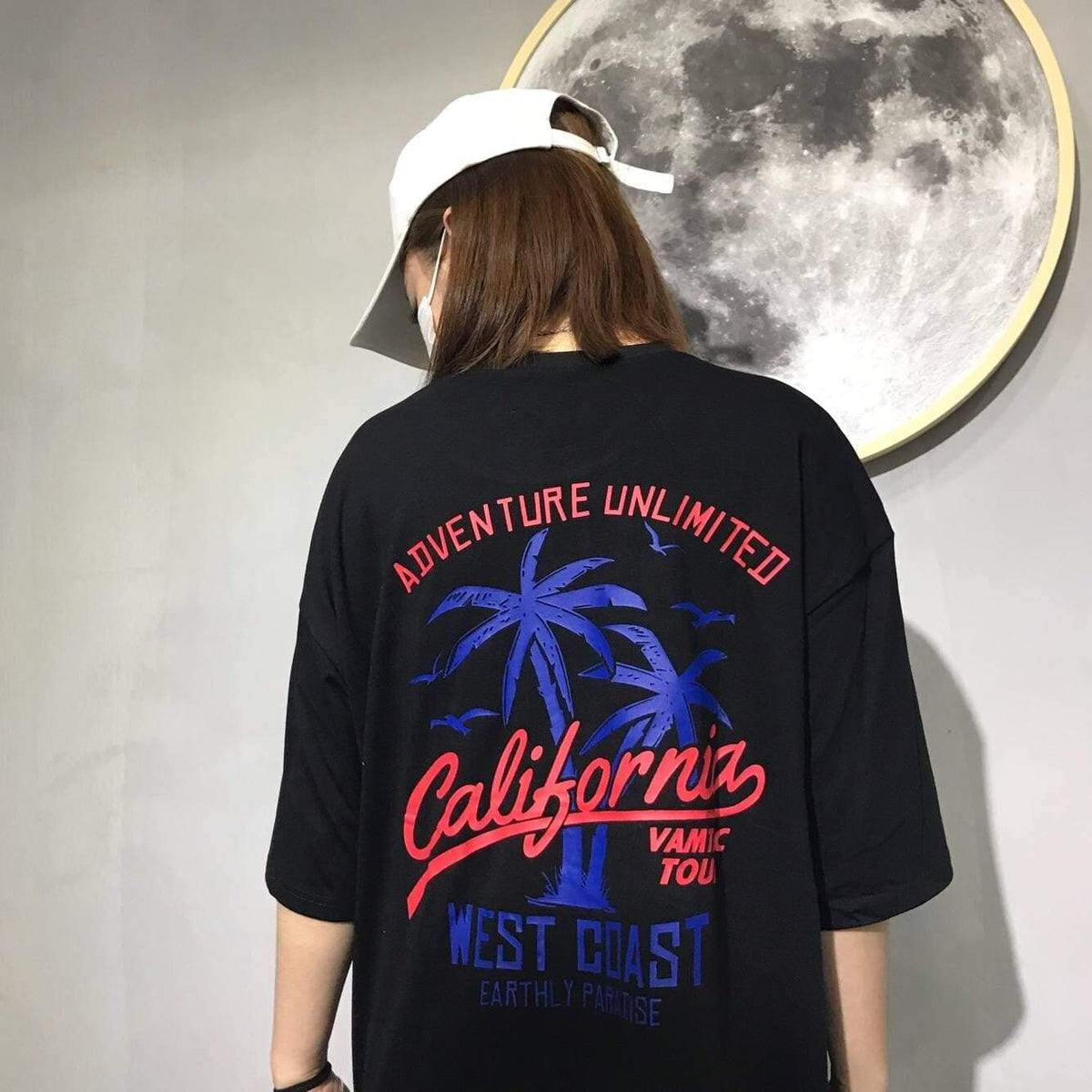 Black California Back Print Loose T-Shirt