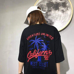 Black California Back Print Loose T-Shirt