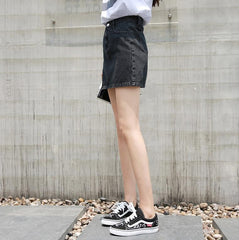 Black Denim Casual High Waist Mini Skirt