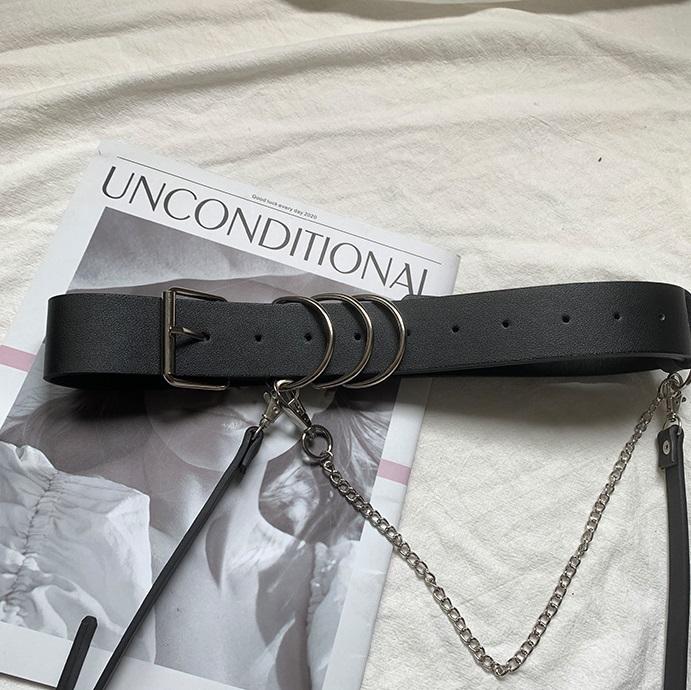 Black E Girl Suit Suspender Strap Chain Waist Belt