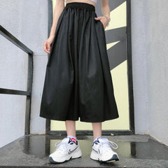 Black Elastic Waist Ulzzang Loose Wide Pants