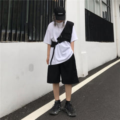 Black Grunge Aesthetic One Shoulder Vest