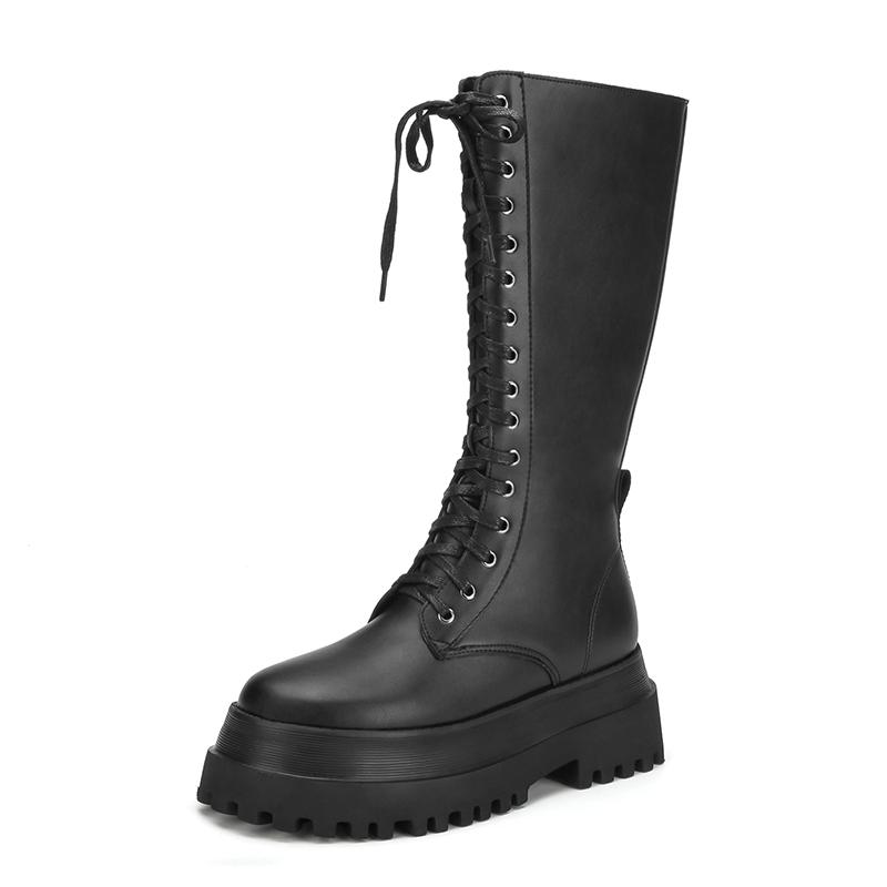 Black Grunge Aesthetic Thick Platform High Combat Boots