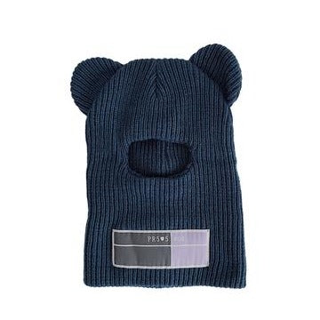 Black Grunge Style Ears Knitted Face Mask Hat