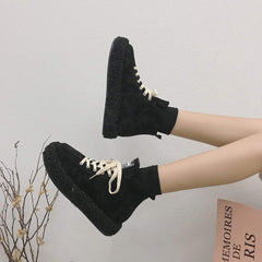 Black Leopard Fluffy Platform Sneakers