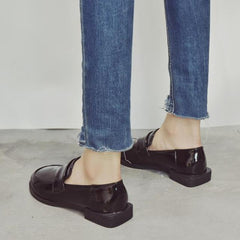 Black Matte Pu Leather Loafers Shoes