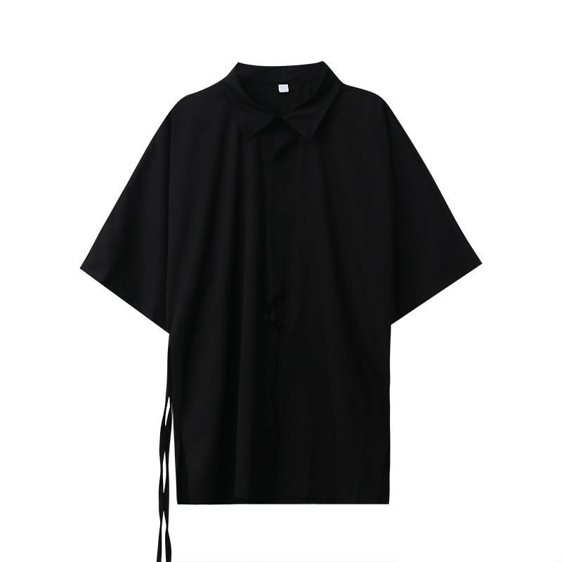 Black Minimalistic Short Sleeve Kimono Blouse