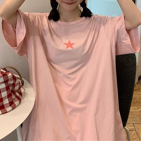 Black Pink Stars Print Huge Oversized T-Shirt