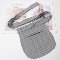 Black Plaid Gray Apron Style Pocket Waist Belt