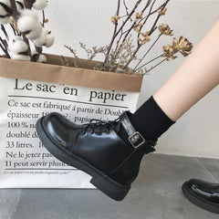 Black Pu Zipper Boots With Cutouts