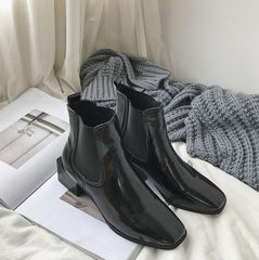 Black Square Heel Chelsea Boots