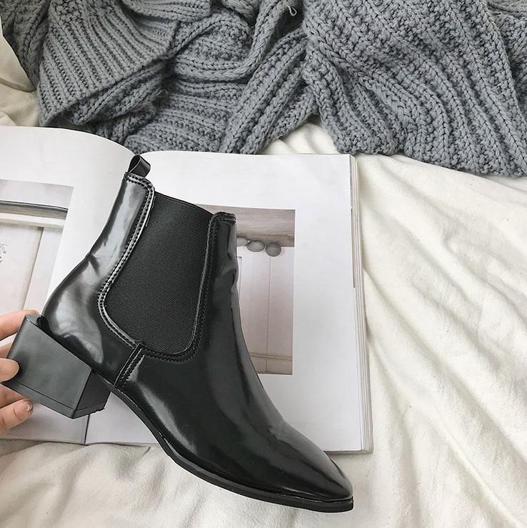 Black Square Heel Chelsea Boots