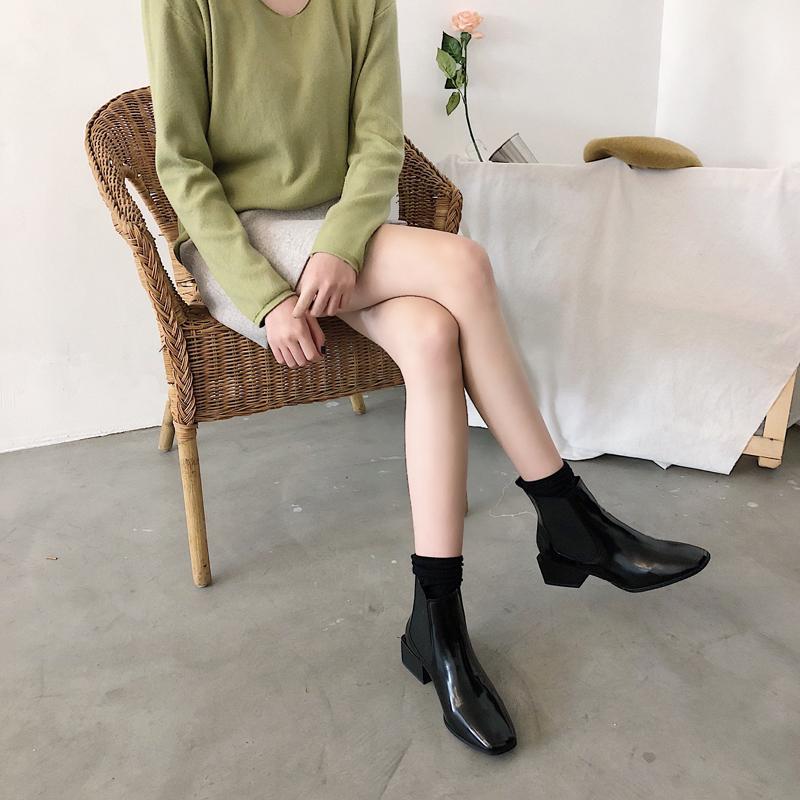 Black Square Heel Chelsea Boots