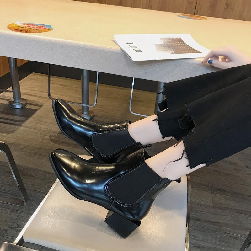 Black Square Heel Chelsea Boots