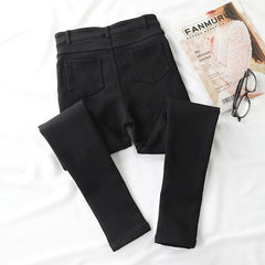 Black Stretchy Warm Velvet Inside Jeans