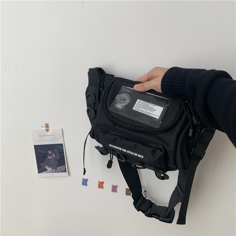 Black Techwear Pockets + Plush Toys Shoulder Bag