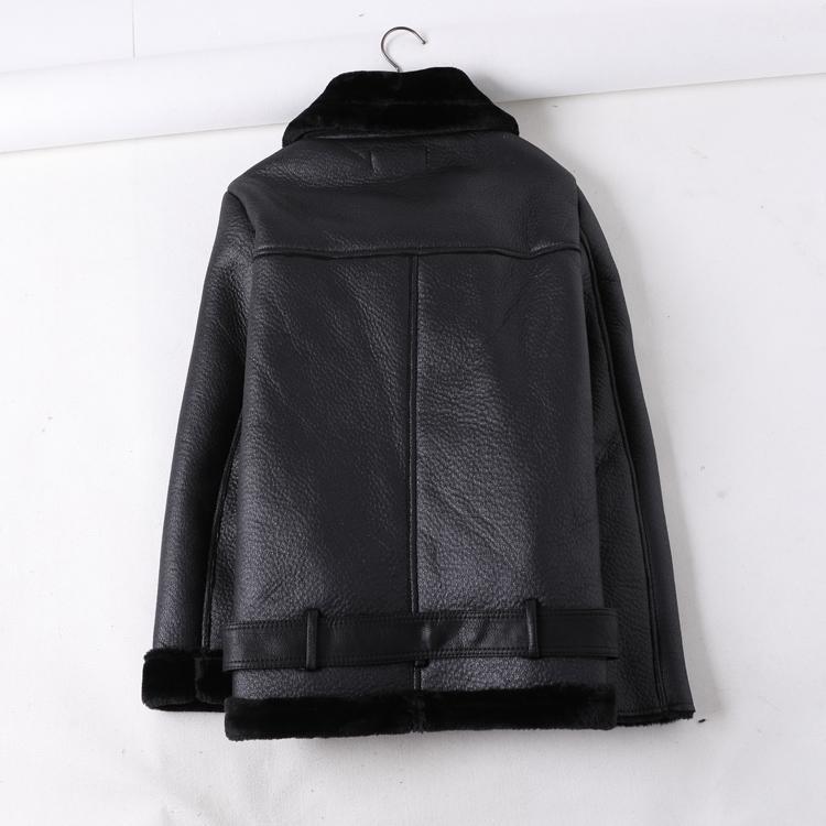 Black Vinous Motorcycle Leather Warm Velvet Jacket