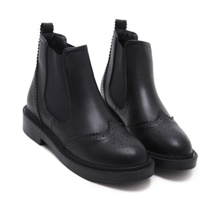 Black Western Sewed Holes Closed Autumn Boots