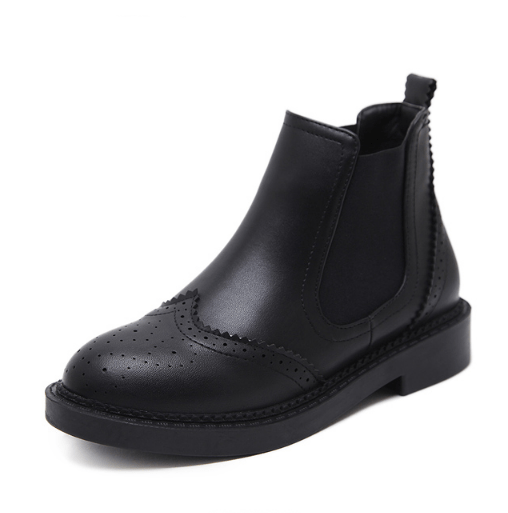 Black Western Sewed Holes Closed Autumn Boots