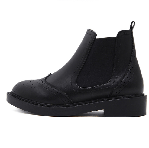 Black Western Sewed Holes Closed Autumn Boots