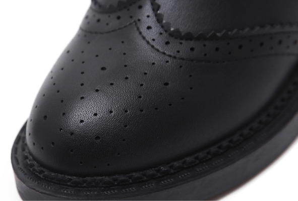 Black Western Sewed Holes Closed Autumn Boots