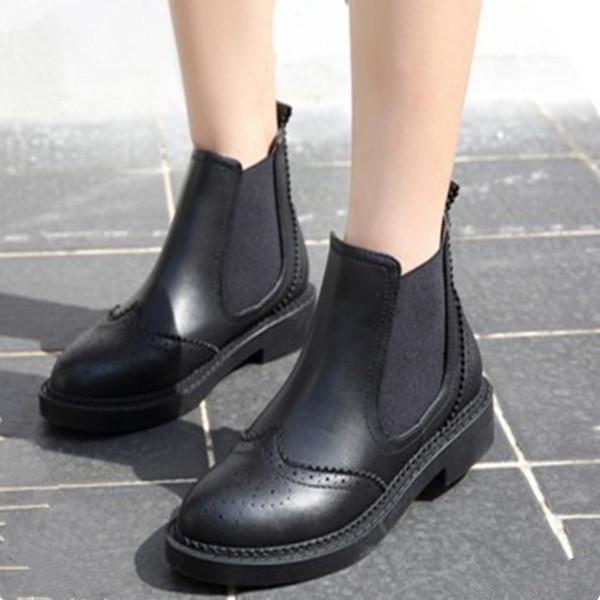 Black Western Sewed Holes Closed Autumn Boots