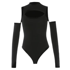 Black White Hollow Out Teenage Fashion Bodysuit