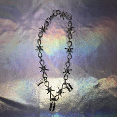 Blades Punk Aesthetic Silver Thorns Chain Necklace