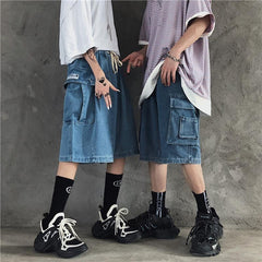 Blue Denim Teen Trend Shorts With Big Pockets