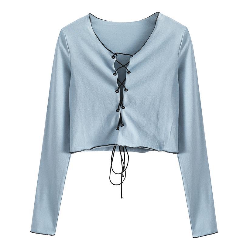 Blue Laced Short Thin Long Sleeve Shirt