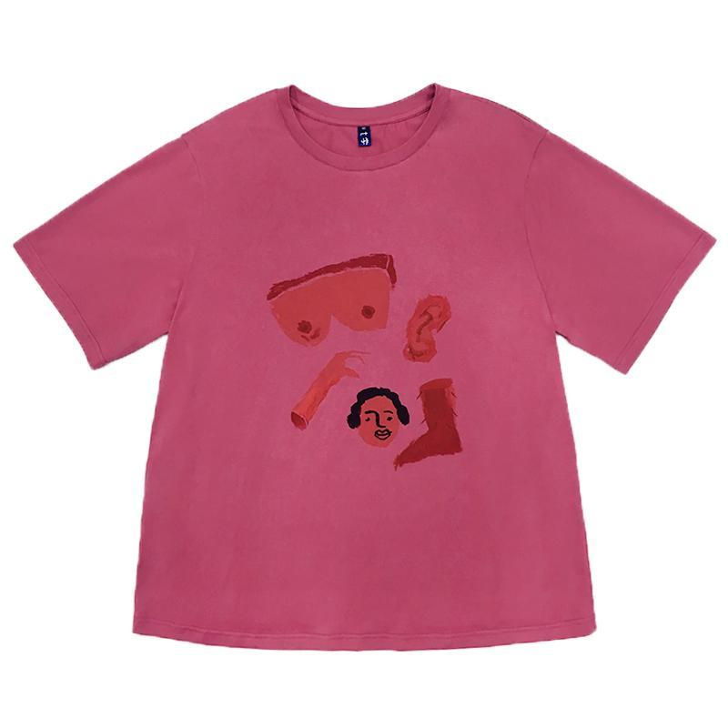 Body Parts Cartoon Printed Oversized T-Shirt