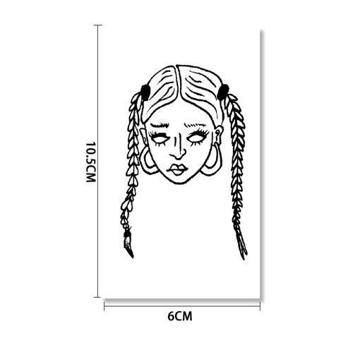 Braids Girl Grunge Temporary Tattoo