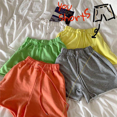 Bright Colors Elastic Waist Comfy Loose Shorts