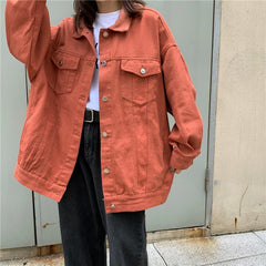 Bright Colors Loose Ulzzang Retro Denim Jacket