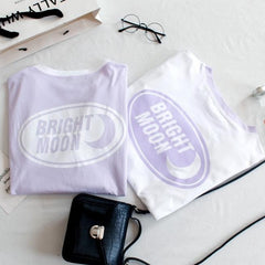 Bright Moon Pastel Purple Print Oversized T-Shirt