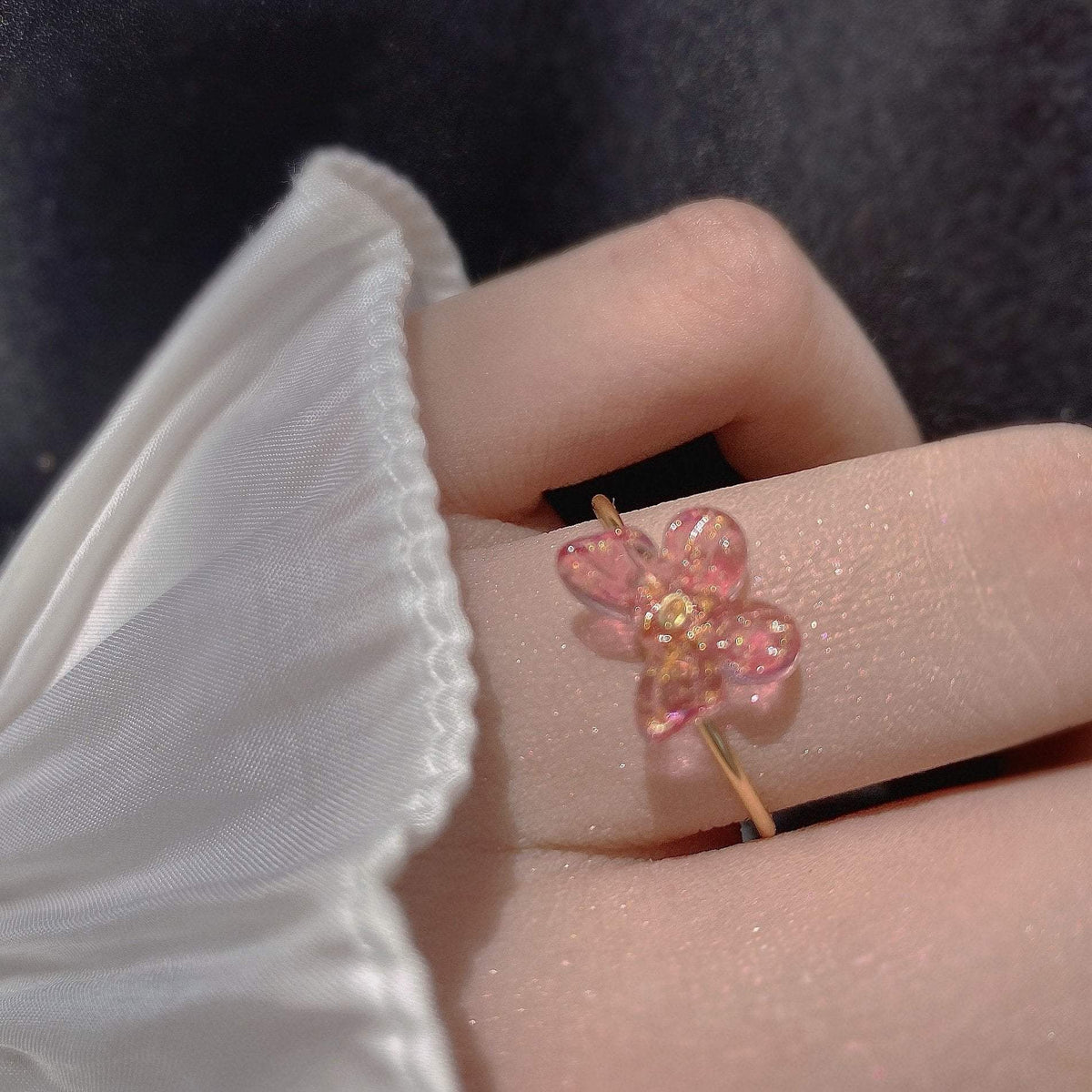 Butterfly Fairy Girl Soft Aesthetic Glass Ring