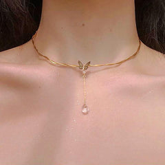 Butterfly Pendant Korean Aesthetic Golden Choker