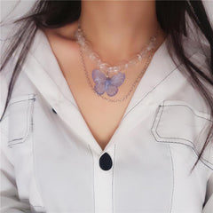 Butterfly Pendant Transparent Acrylic Chain Necklace