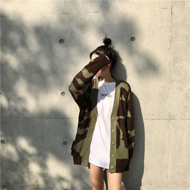 Camouflage Knitted Oversized Cardigan