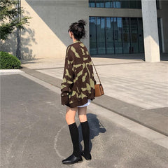 Camouflage Knitted Oversized Cardigan