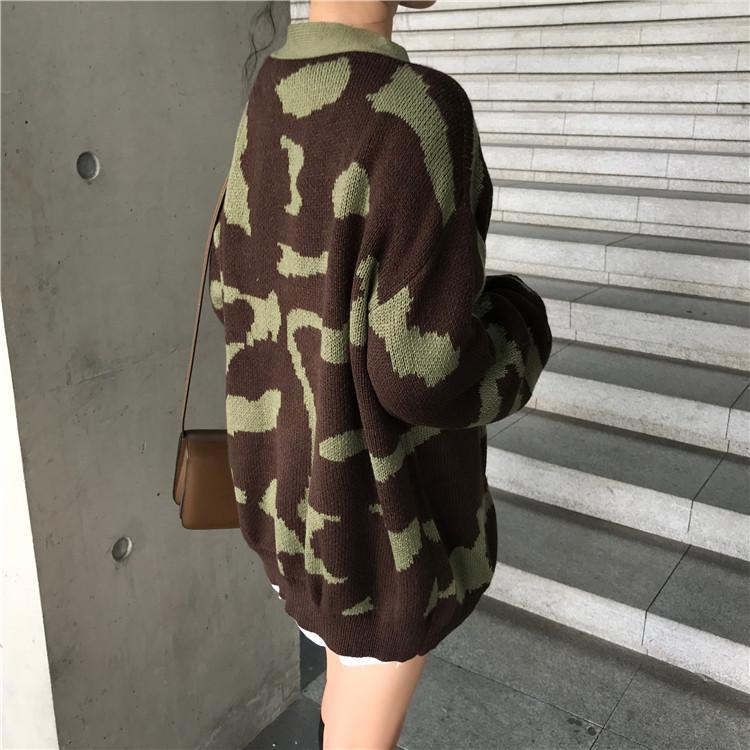 Camouflage Knitted Oversized Cardigan