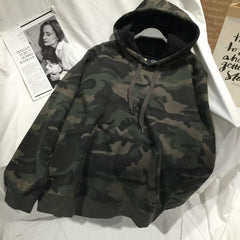 Camouflage Pattern Oversized Hooded Sweatshirt