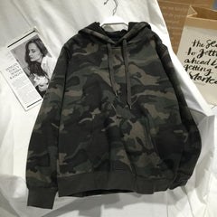 Camouflage Pattern Oversized Hooded Sweatshirt