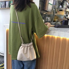 Canvas Drawstring Korean Aesthetic Purse Bag