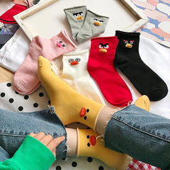 Cartoon Animal Bird Duck Printed Cotton Socks