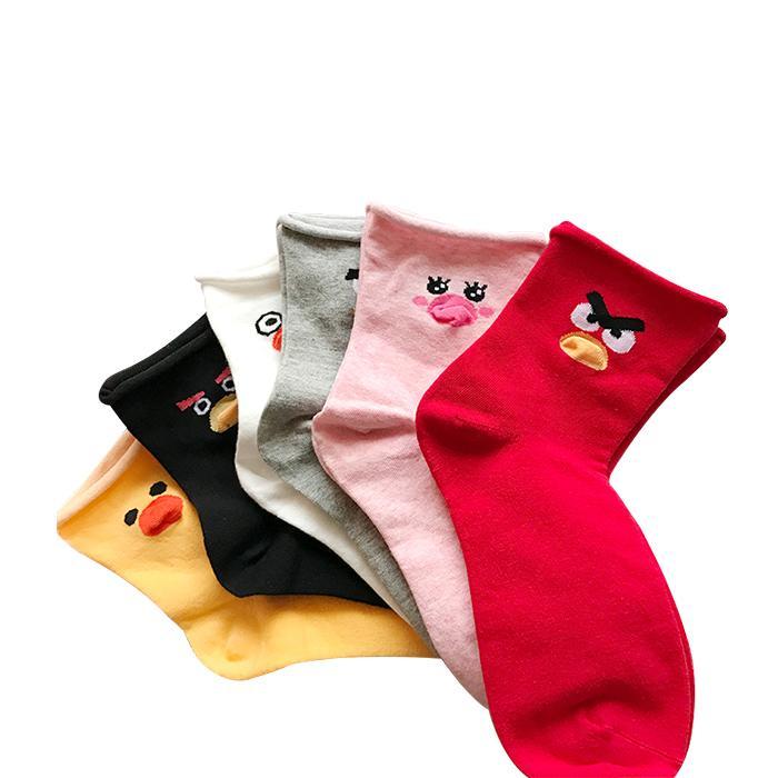 Cartoon Animal Bird Duck Printed Cotton Socks