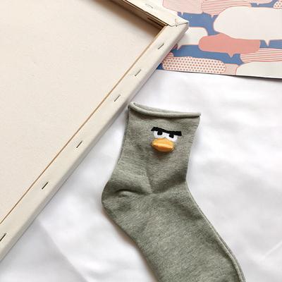 Cartoon Animal Bird Duck Printed Cotton Socks