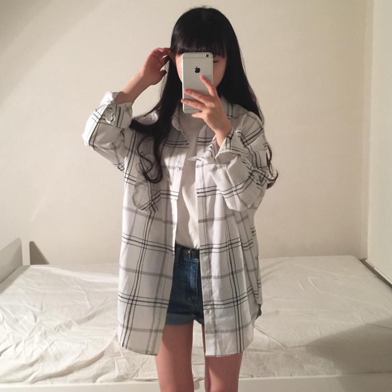 Casual Plaid Loose Long Sleeve Pocket Shirt