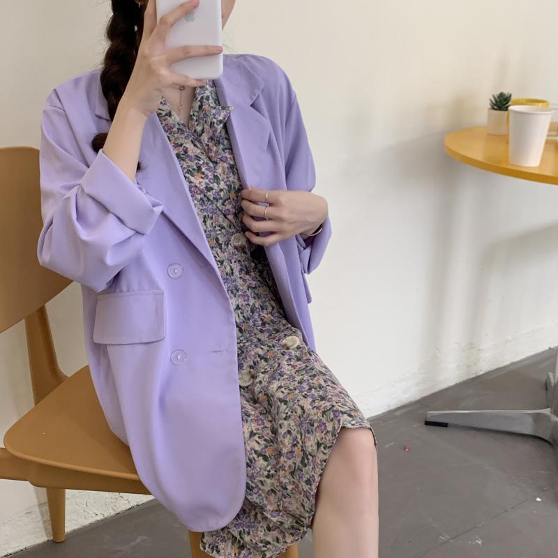 Casual Retro Solid Colors Loose Suit Jacket