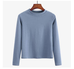 Casual Solid Color Round Neck Long Sleeve T-Shirt